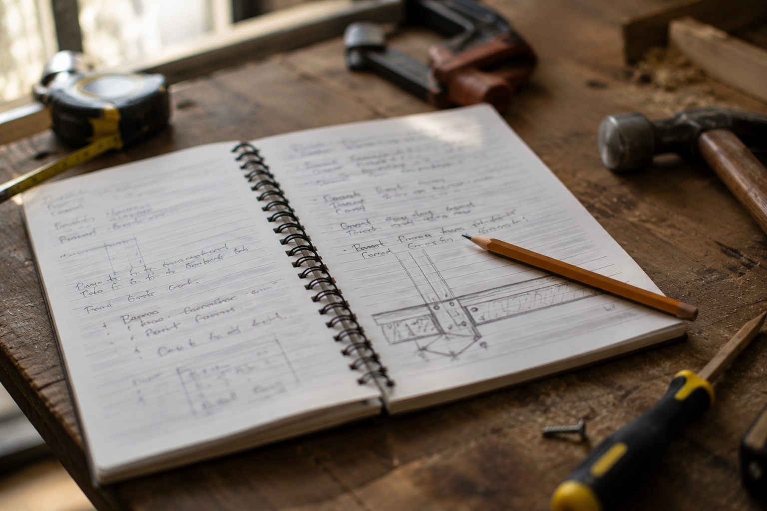 Handwritten notes from a Sydney handyman pros blog upload contributor