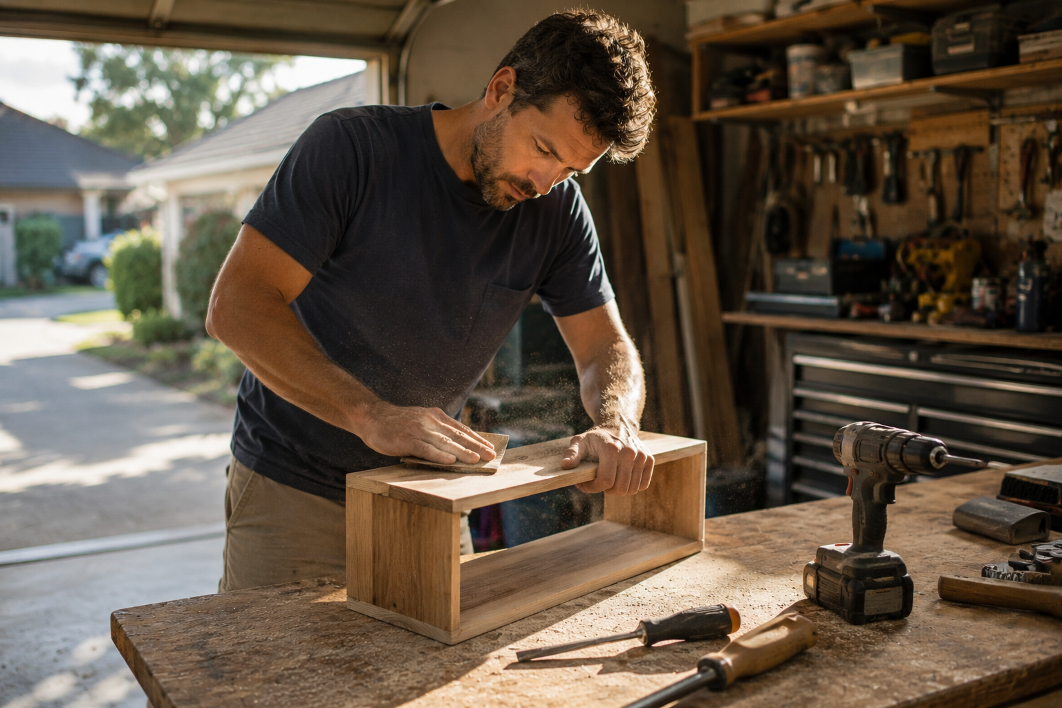 Homeowner working on a small DIY project inspired by the Sydney handyman pros blog