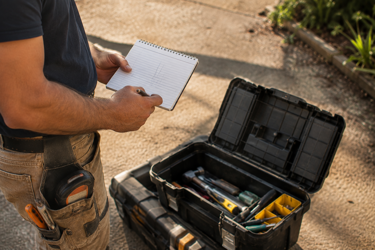 Sydney handyman pros tradie reviewing job details before a repair
