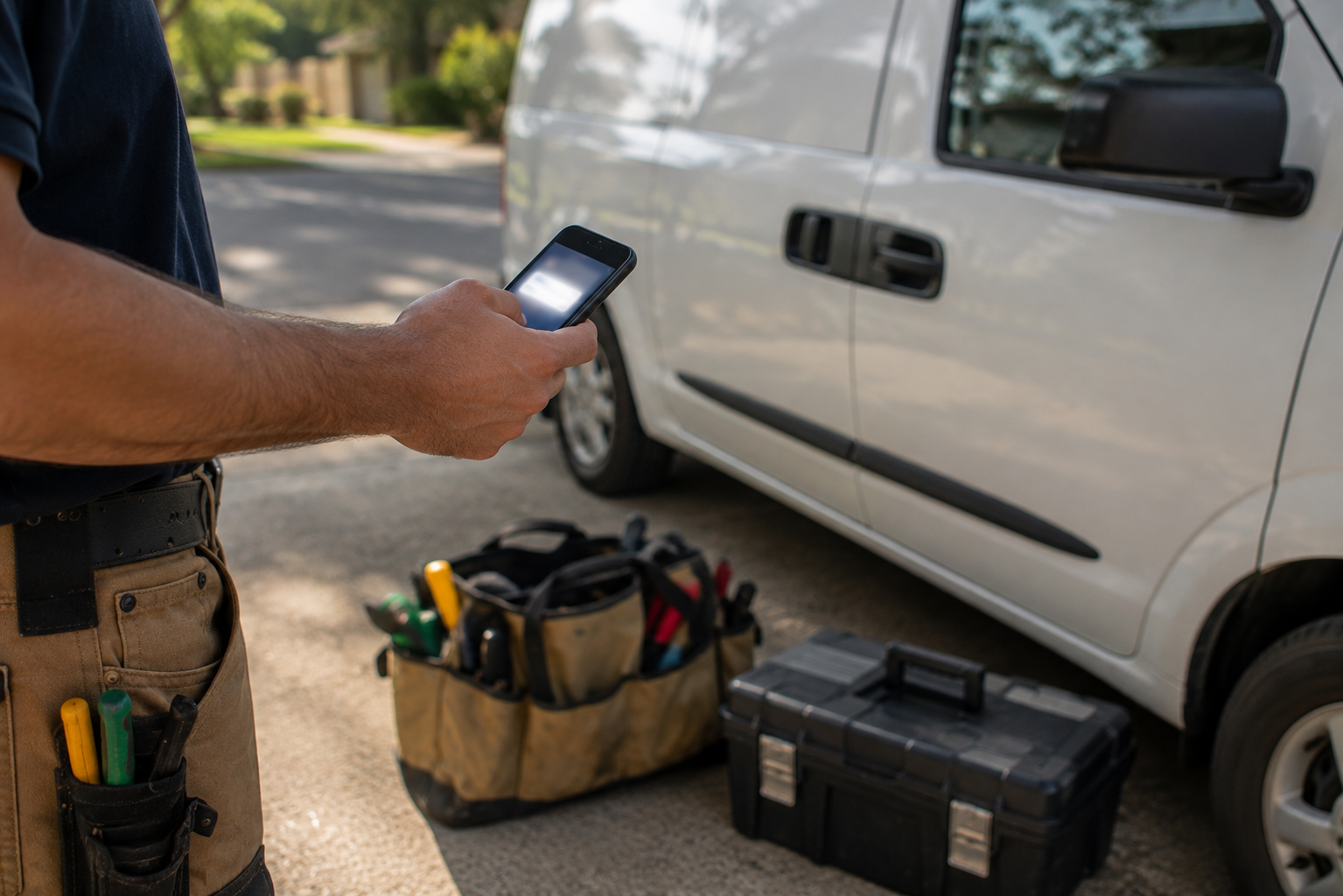 Sydney handyman pros tradie receiving a job lead notification by phone